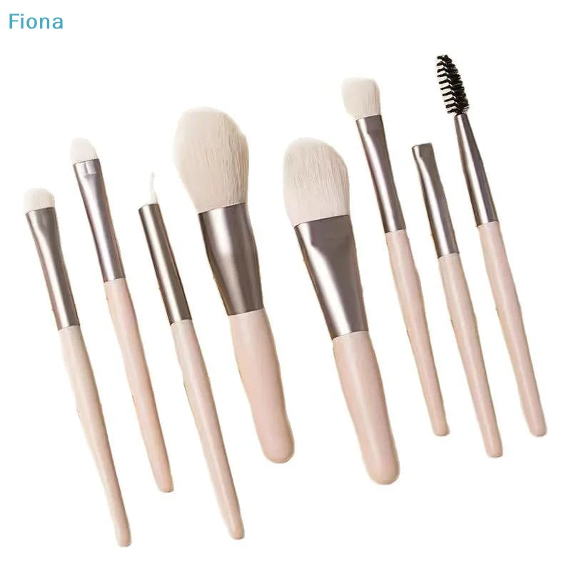 ✔8PCS Macaron Color Makeup Brush Set,Portable Mini Cosmetic Brushes with Travel Case for Foundation,Eyeshadow & Brow