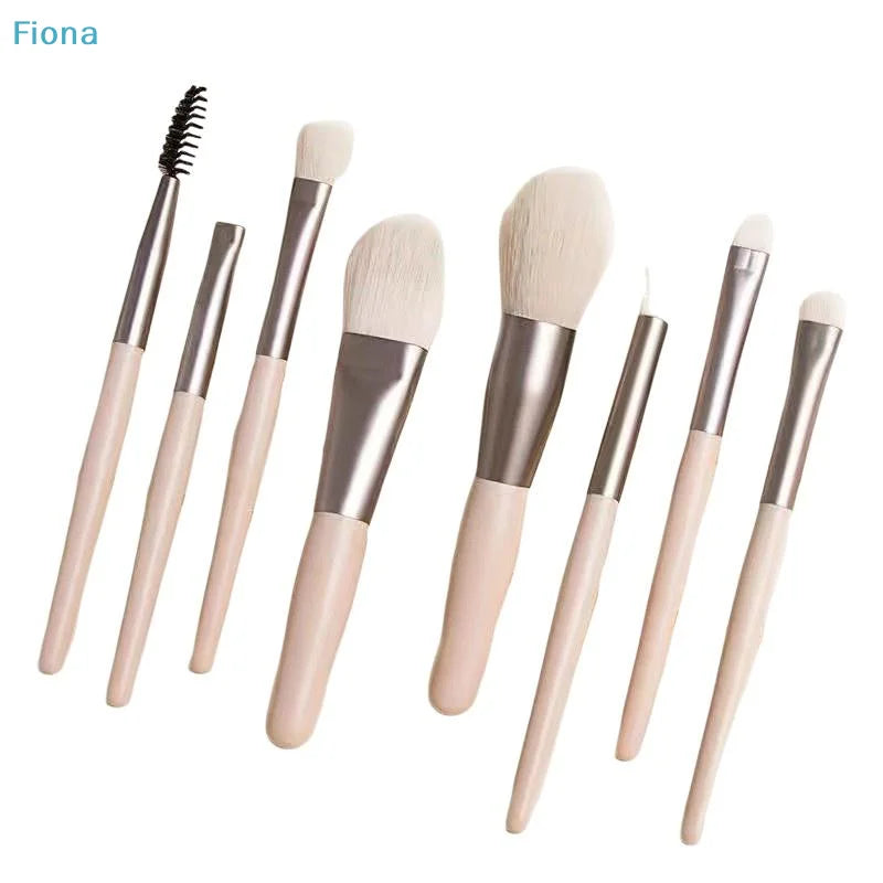 ✔8PCS Macaron Color Makeup Brush Set,Portable Mini Cosmetic Brushes with Travel Case for Foundation,Eyeshadow & Brow
